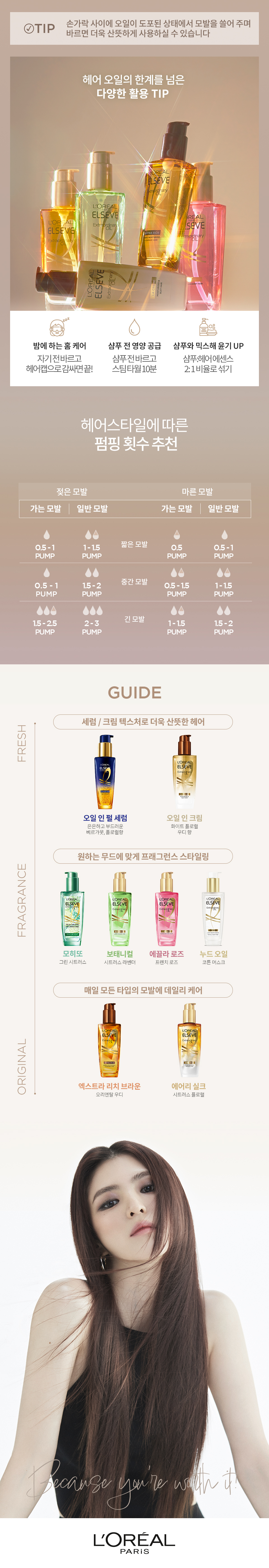 로레알파리 엑스트라 오디네리 오일 100ml 5종 상세페이지